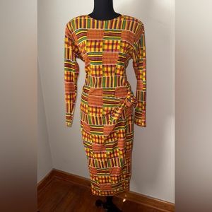 women Clothing African Kente Print Wrap around Maxi Long Dress
